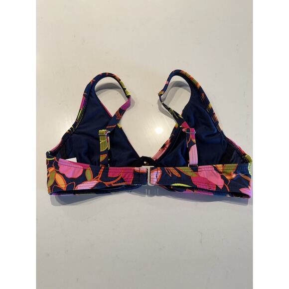 Lands End Size 2 Twist Front Floral Bikini Top Underwire Hawaiin Tropical Print - Picture 2 of 7